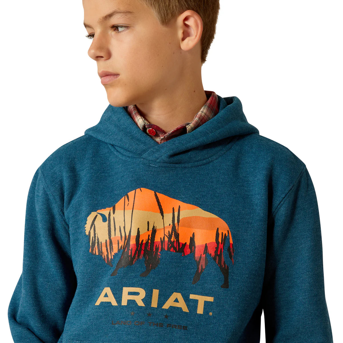 Ariat Boys Bison Plains Hoodie in Hydra Heather