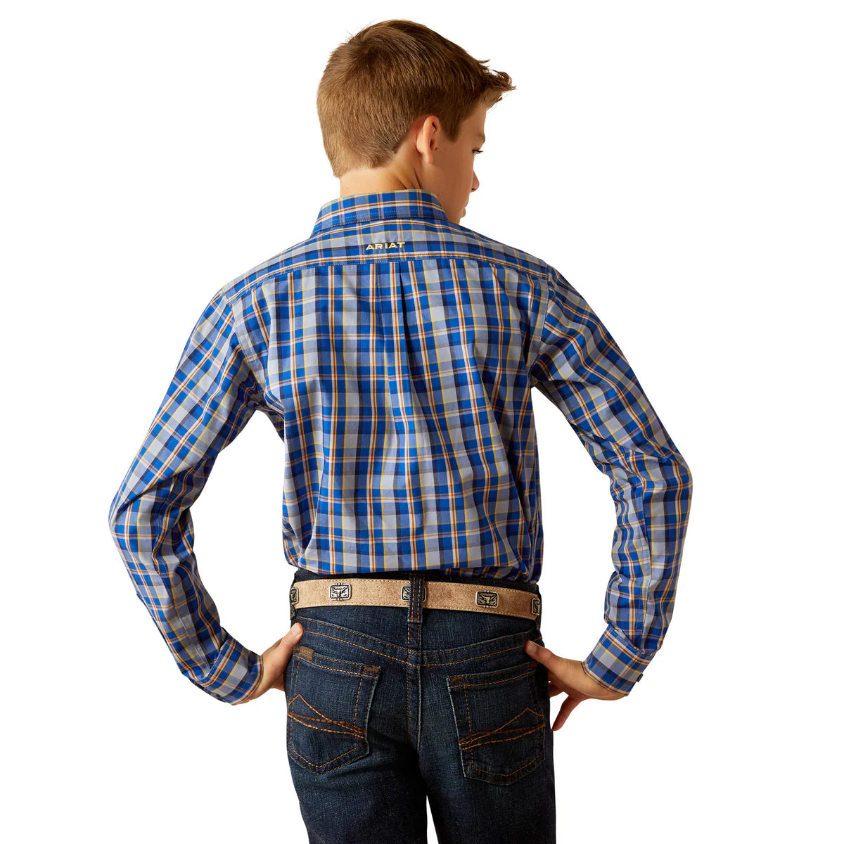 Ariat Boys Reggie Classic Fit Long Sleeved Shirt in Royal Blue