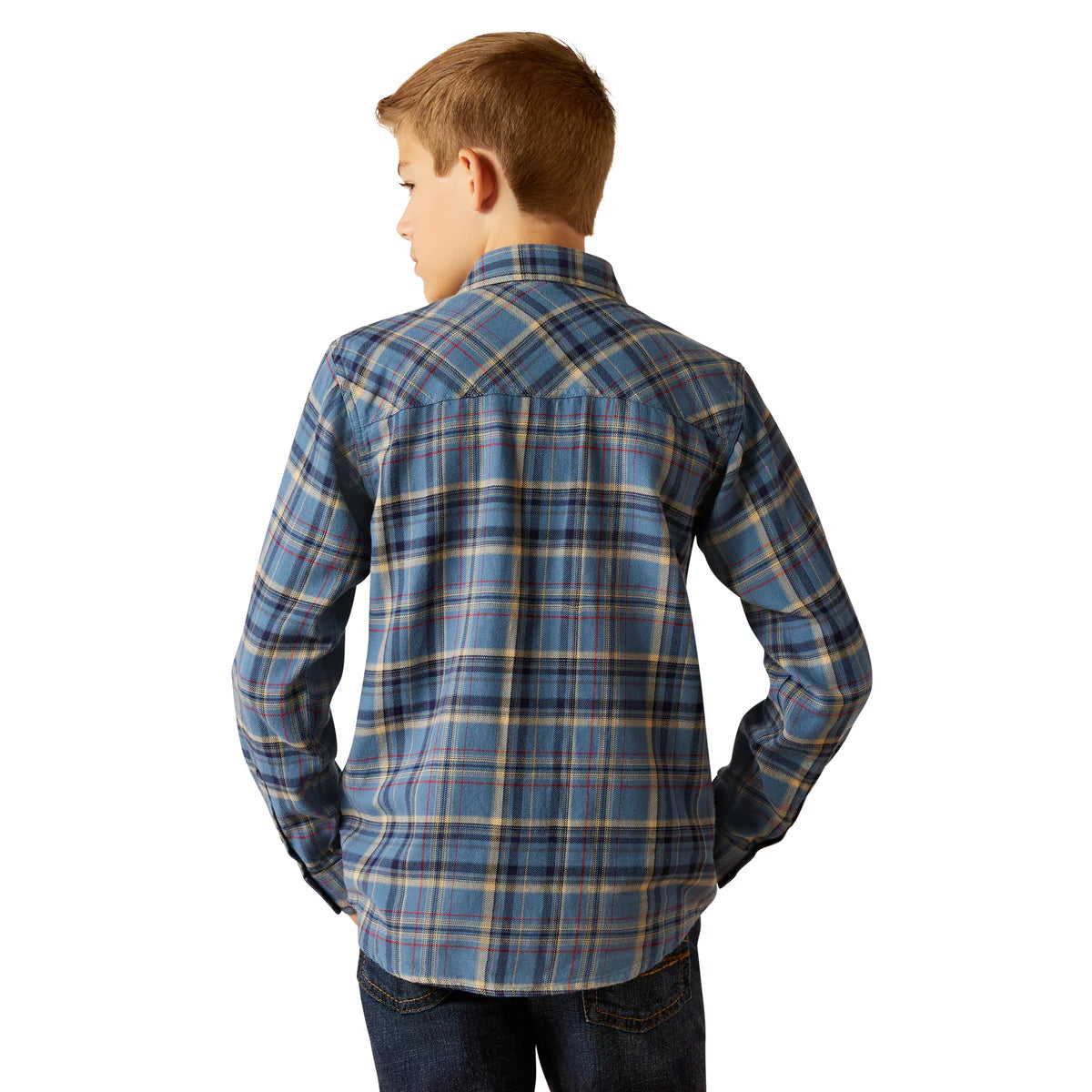 Ariat Boys Huntley Retro Fit Snap Long Sleeved Shirt in Copen Blue