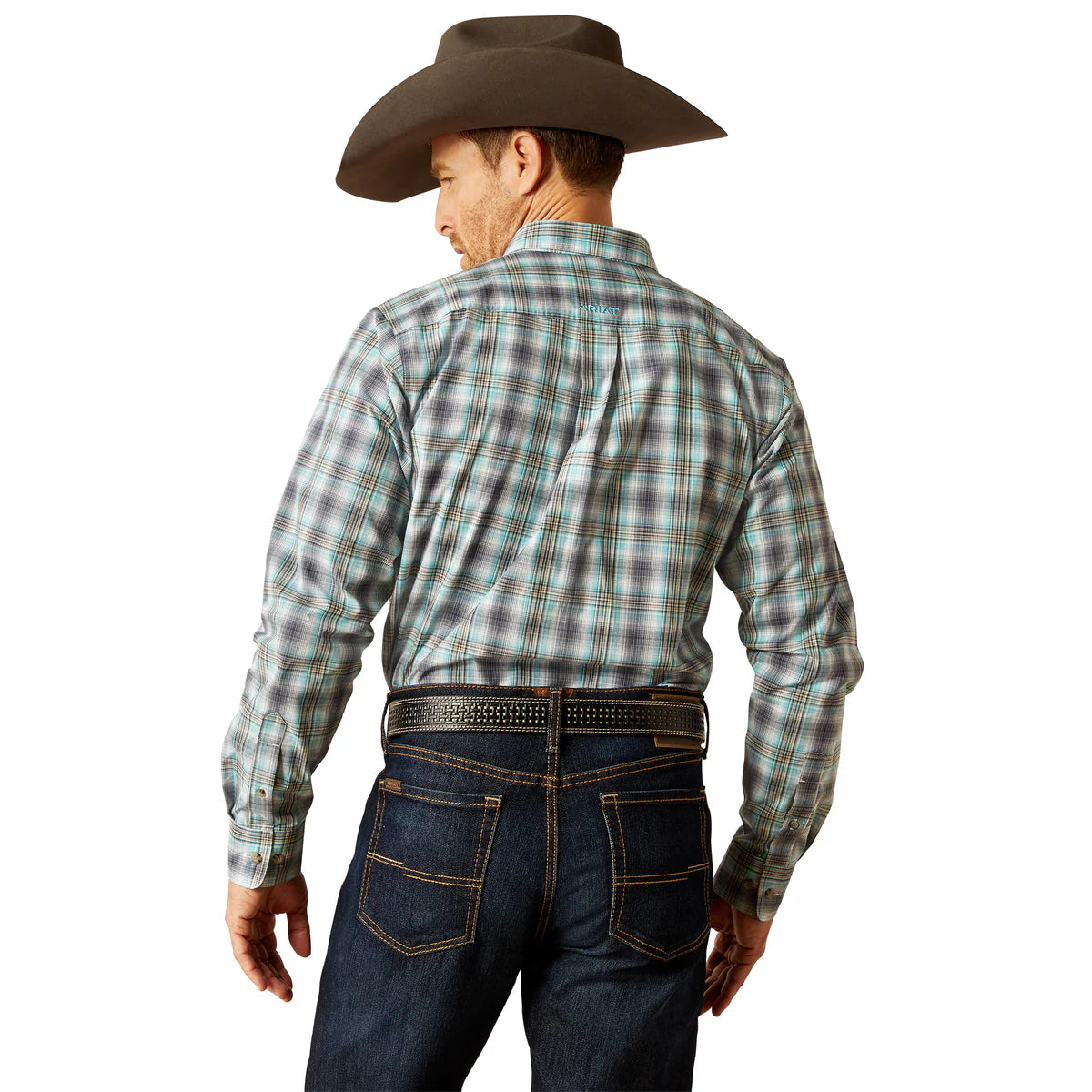 Ariat Mens Pro Series Piers Fitted Long Sleeved Shirt in Teal