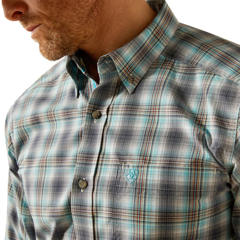 Ariat Mens Pro Series Piers Fitted Long Sleeved Shirt in Teal