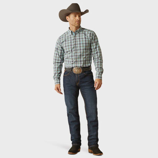 Ariat Mens Pro Series Piers Fitted Long Sleeved Shirt in Teal