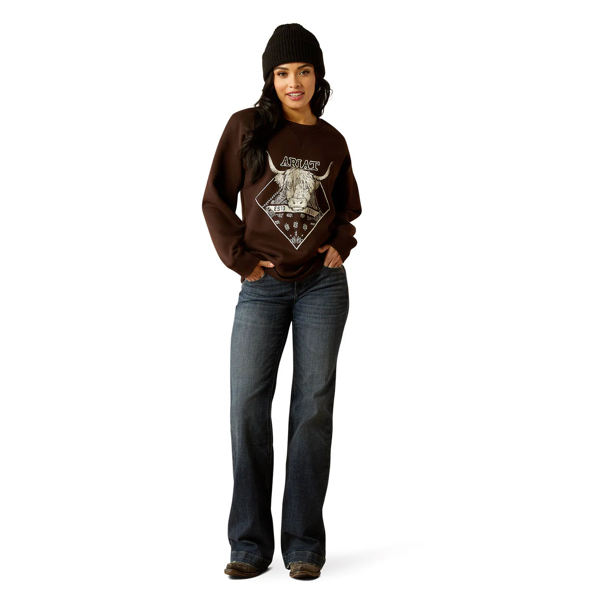 Ariat Womens Taurus Oversized Crew Sweatshirt in Mole