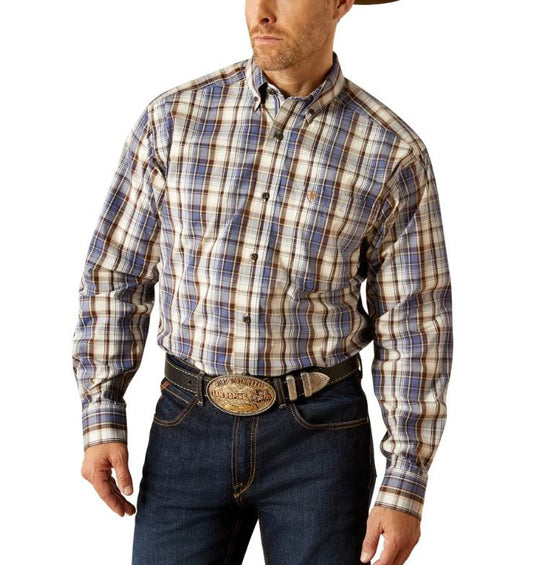 Ariat Mens Pro Series Cameron LS Shirt in Grey Blue