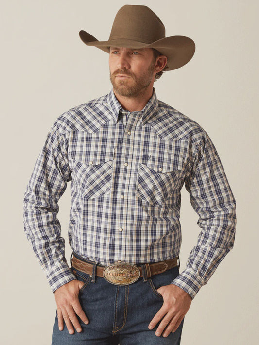 Ariat Mens Pro Series Caine LS Shirt in Navy