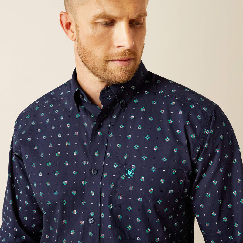 Ariat Mens Jacobi Classic Fit LS Shirt in Navy