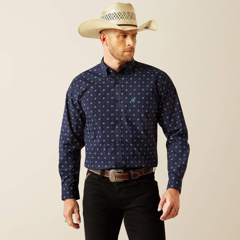 Ariat Mens Jacobi Classic Fit LS Shirt in Navy