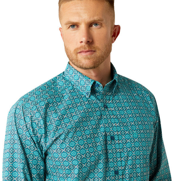 Ariat Mens Jordy Classic Fit LS Shirt in Blue