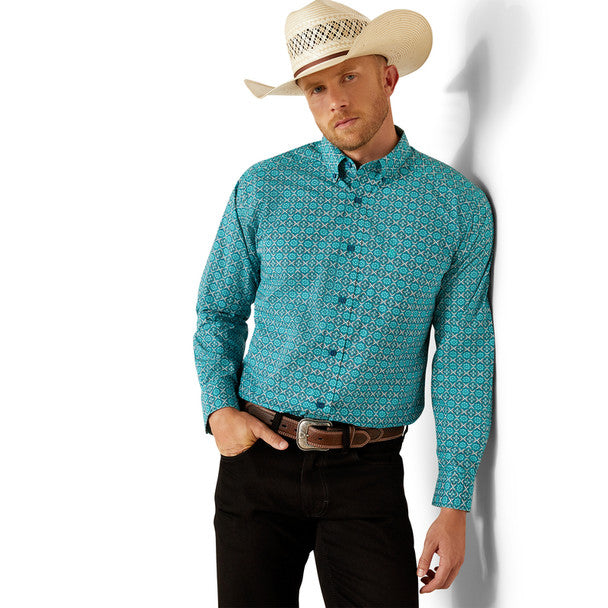 Ariat Mens Jordy Classic Fit LS Shirt in Blue