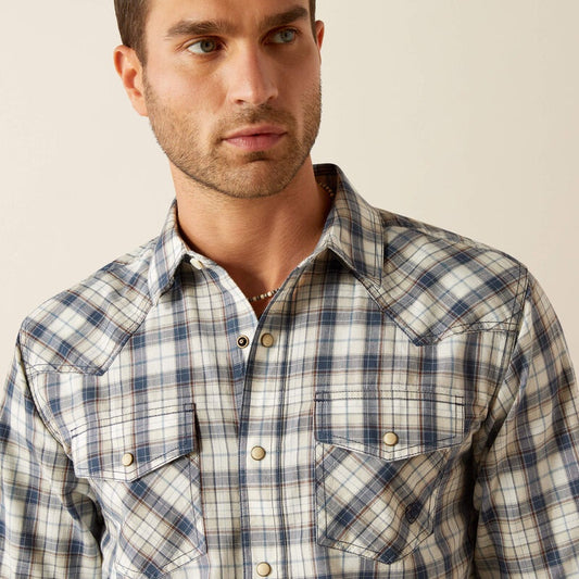 Ariat Mens Hampton Retro Fit LS Shirt in Navy