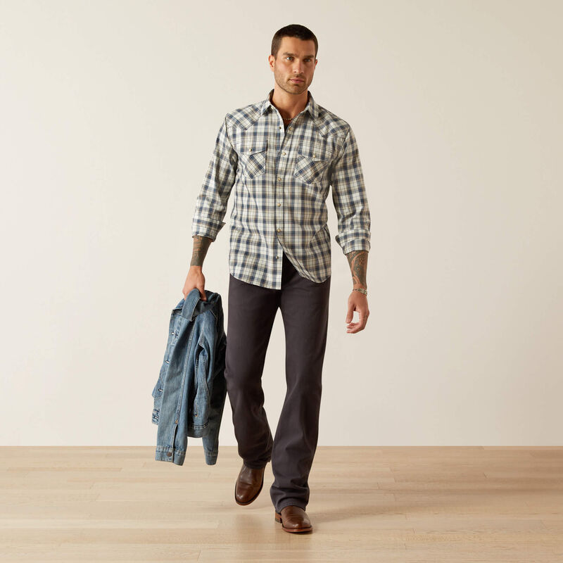 Ariat Mens Hampton Retro Fit LS Shirt in Navy