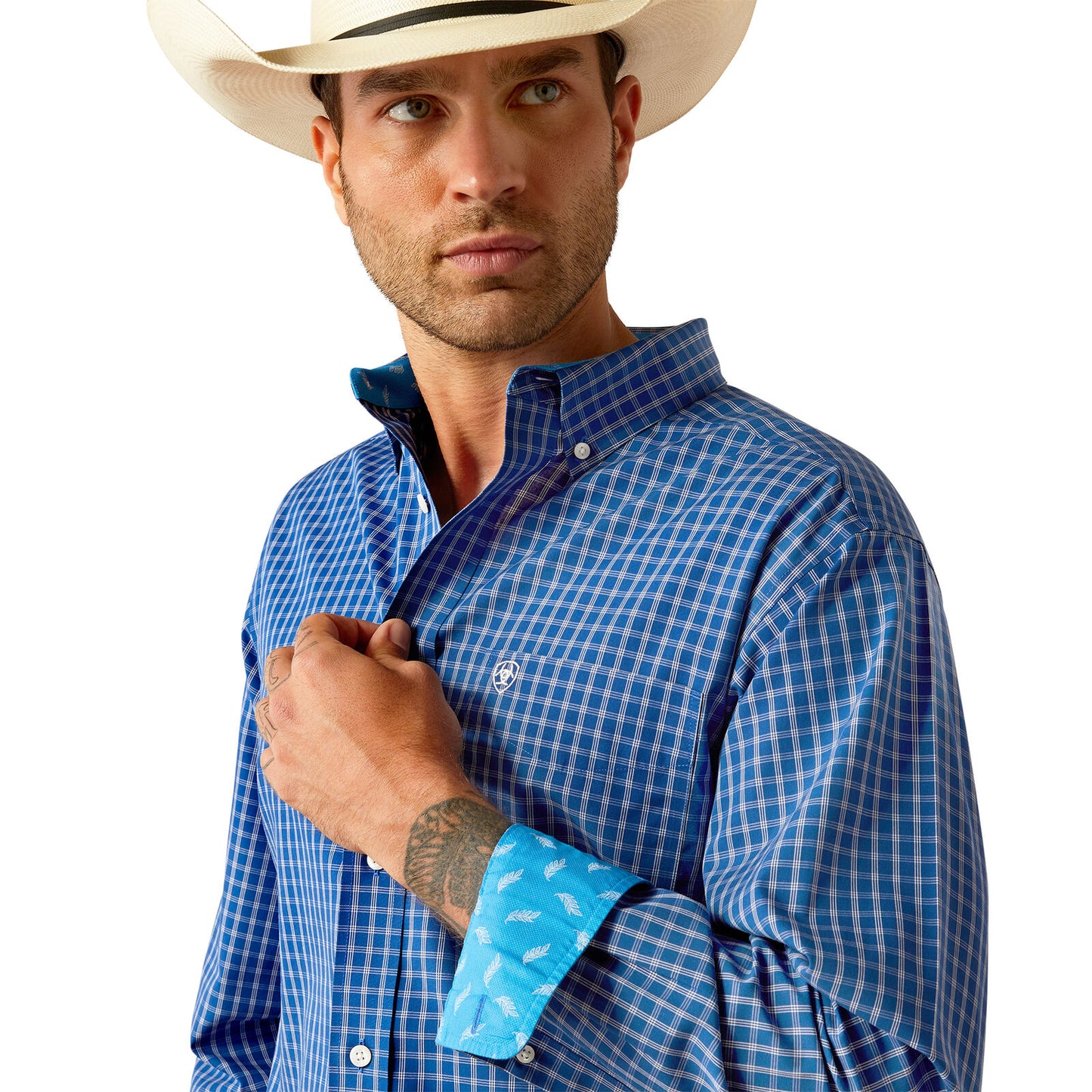 Ariat Mens Wrinkle Free Blair Classic Fit LS Shirt in Navy