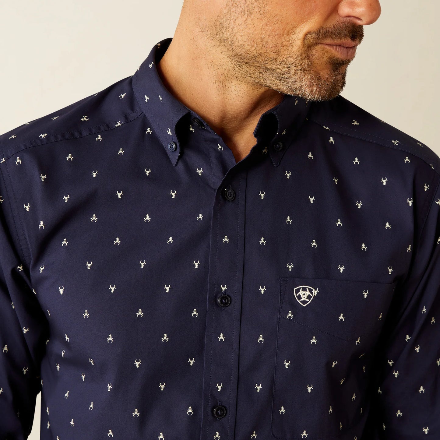 Ariat Mens Cordell Fitted Long Sleeved Shirt in Navy