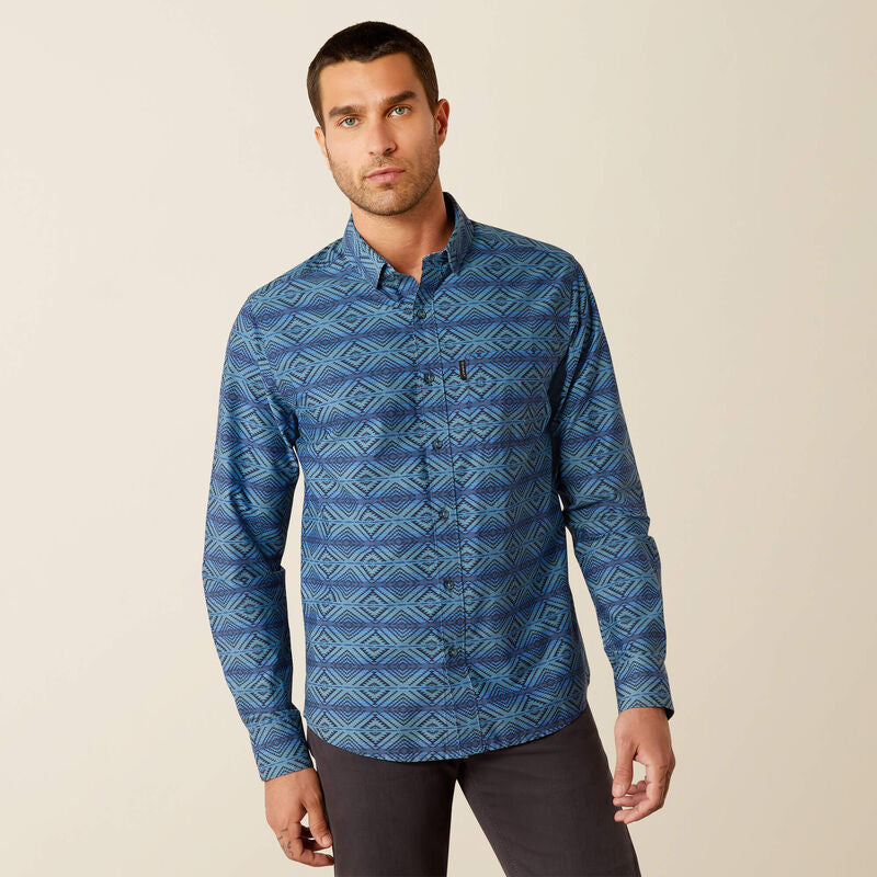 Ariat Mens McKay Modern Fit LS Shirt in Dark Blue