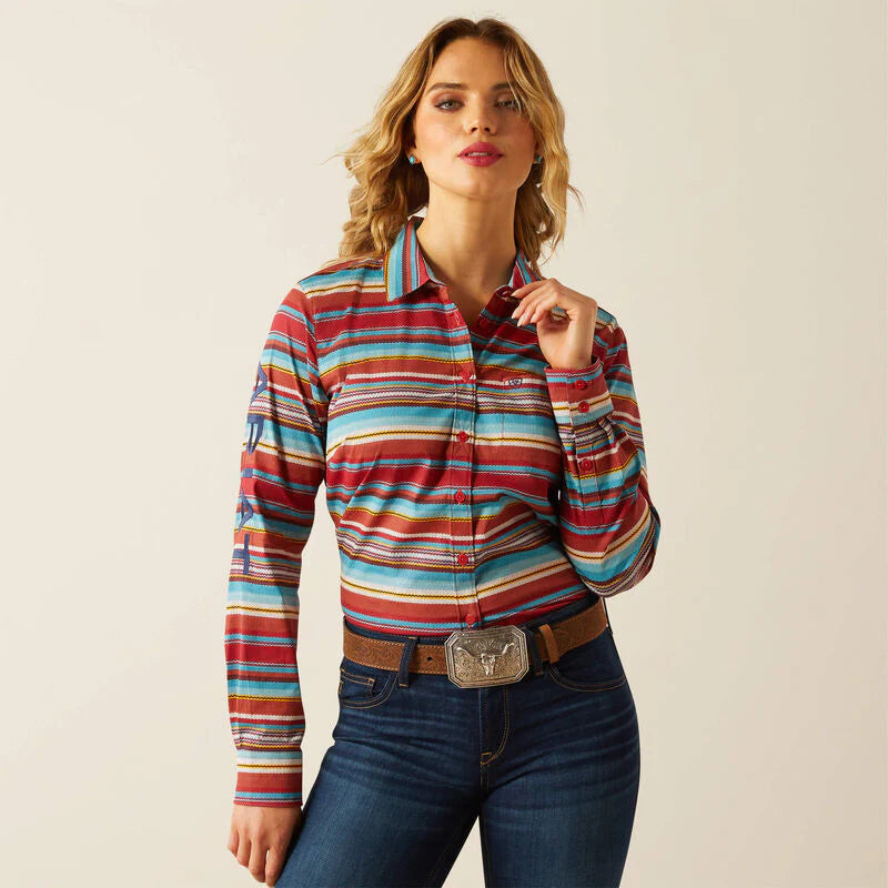 Ariat Womens Wrinkle Resistant 2025 Team Kirby Stretch Long Sleeved Shirt