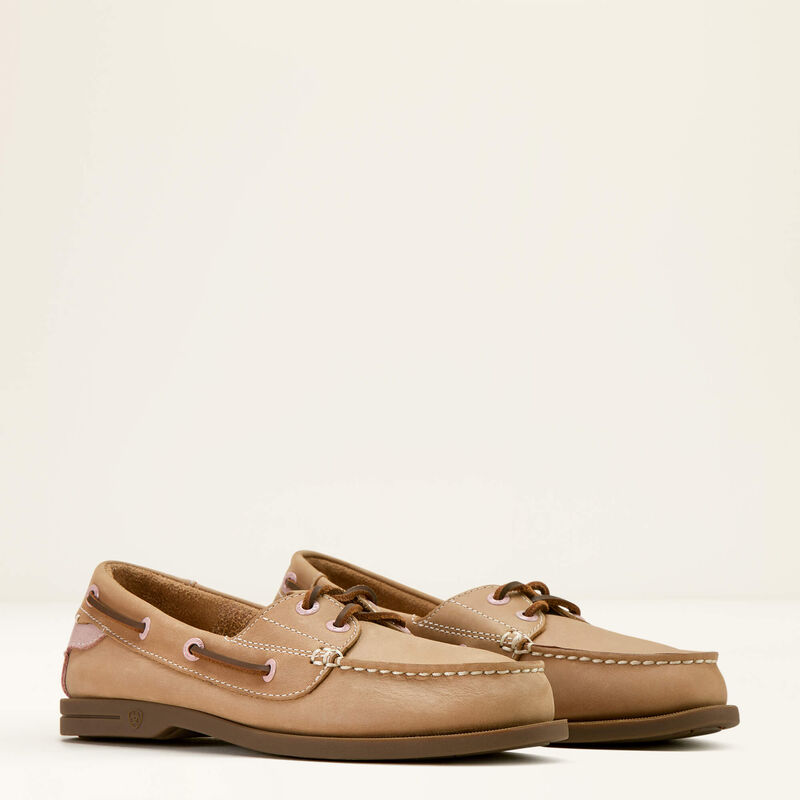 Ariat Womens Antigua Boat Shoe in Natural Tan