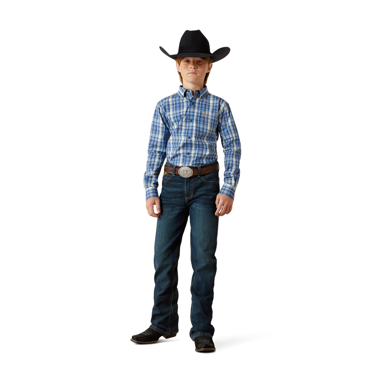 Ariat Boys Pro Series Soloman LS Shirt in Royal Blue