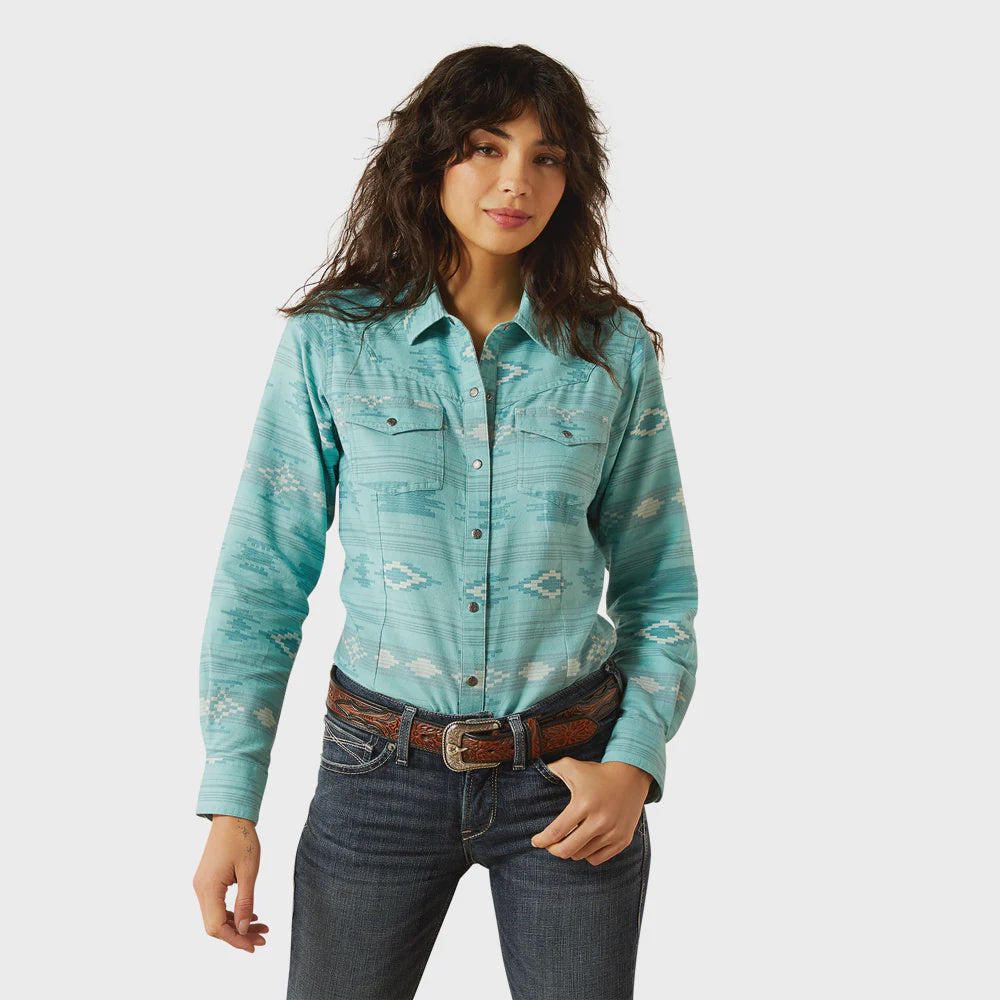 Ariat Womens Montana Western Snap LS Shirt in Montana Blanket Jacquard