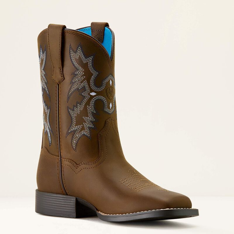 Ariat Kids Tombstone Square Toe Boot in Distressed Brown