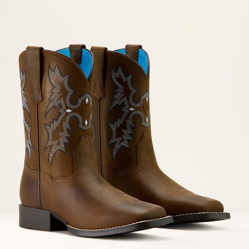 Ariat Kids Tombstone Square Toe Boot in Distressed Brown