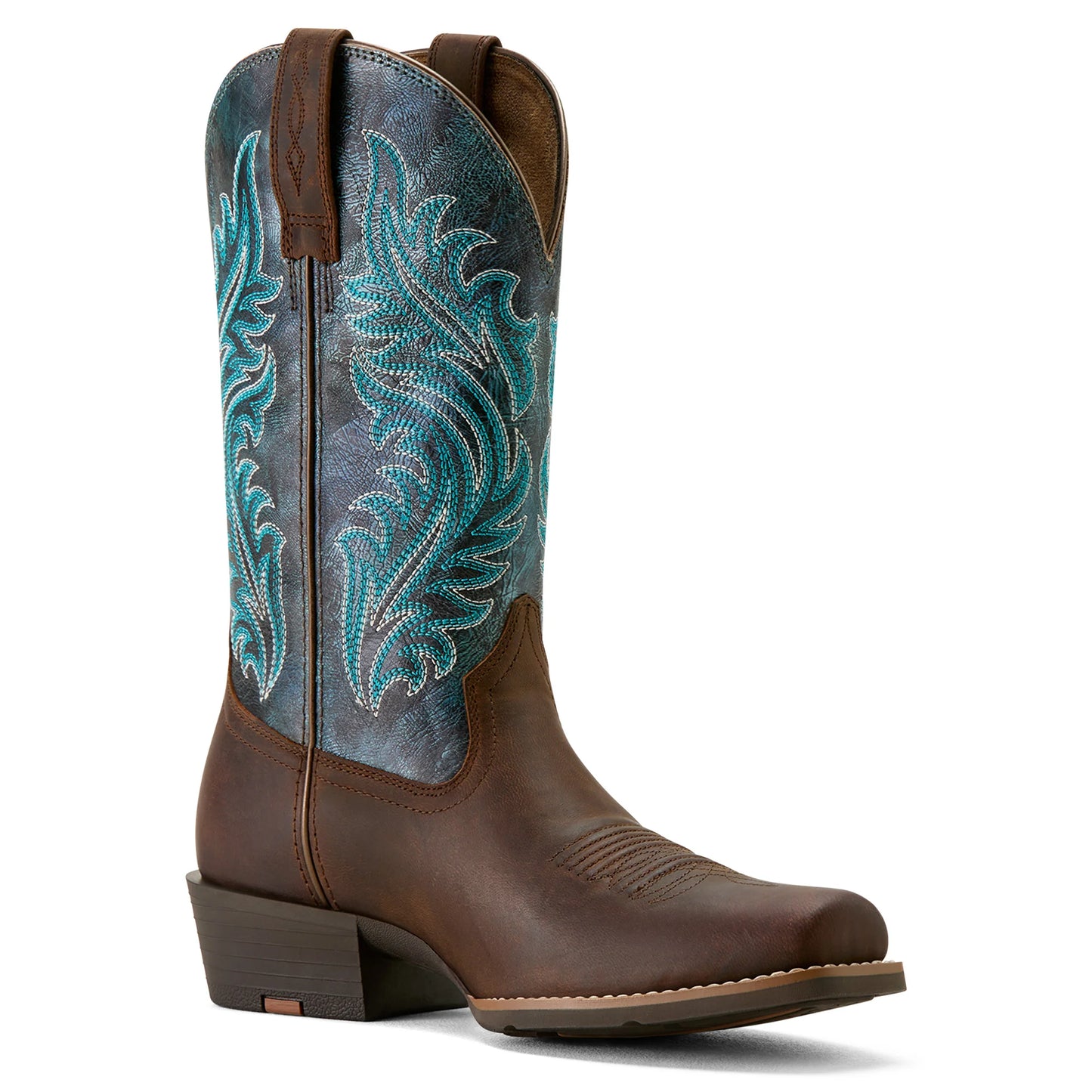 Ariat Womens Round Up Narrow Cutter Toe in Sassy Brown/Ocean wave