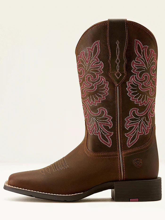 Ariat Womens Round Up Wide Square Toe Stretchfit in Sassy Brown