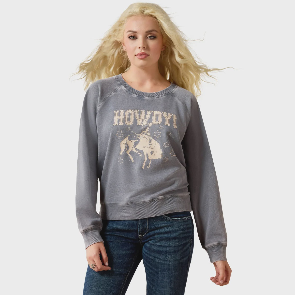 Ariat Womens Vintage Raglan Sweatshirt Ombre Blue