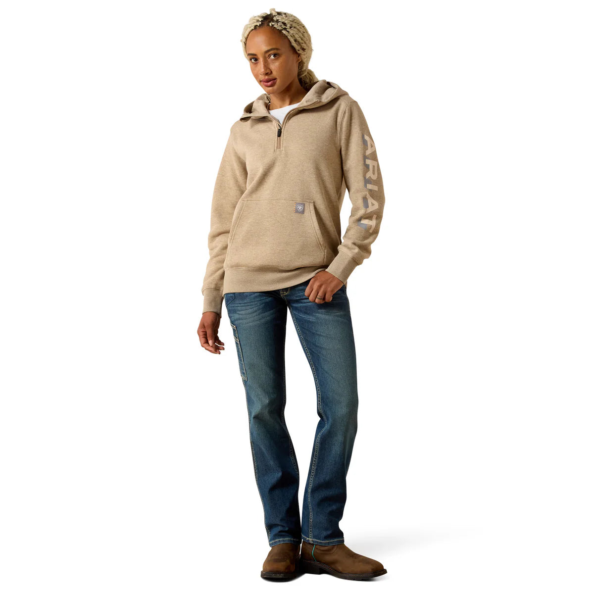 Ariat Womens Rebar Lightweight Logo 1/2 Zip Hoodie