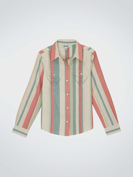 Wrangler Girls Western Striped Snap Shirt