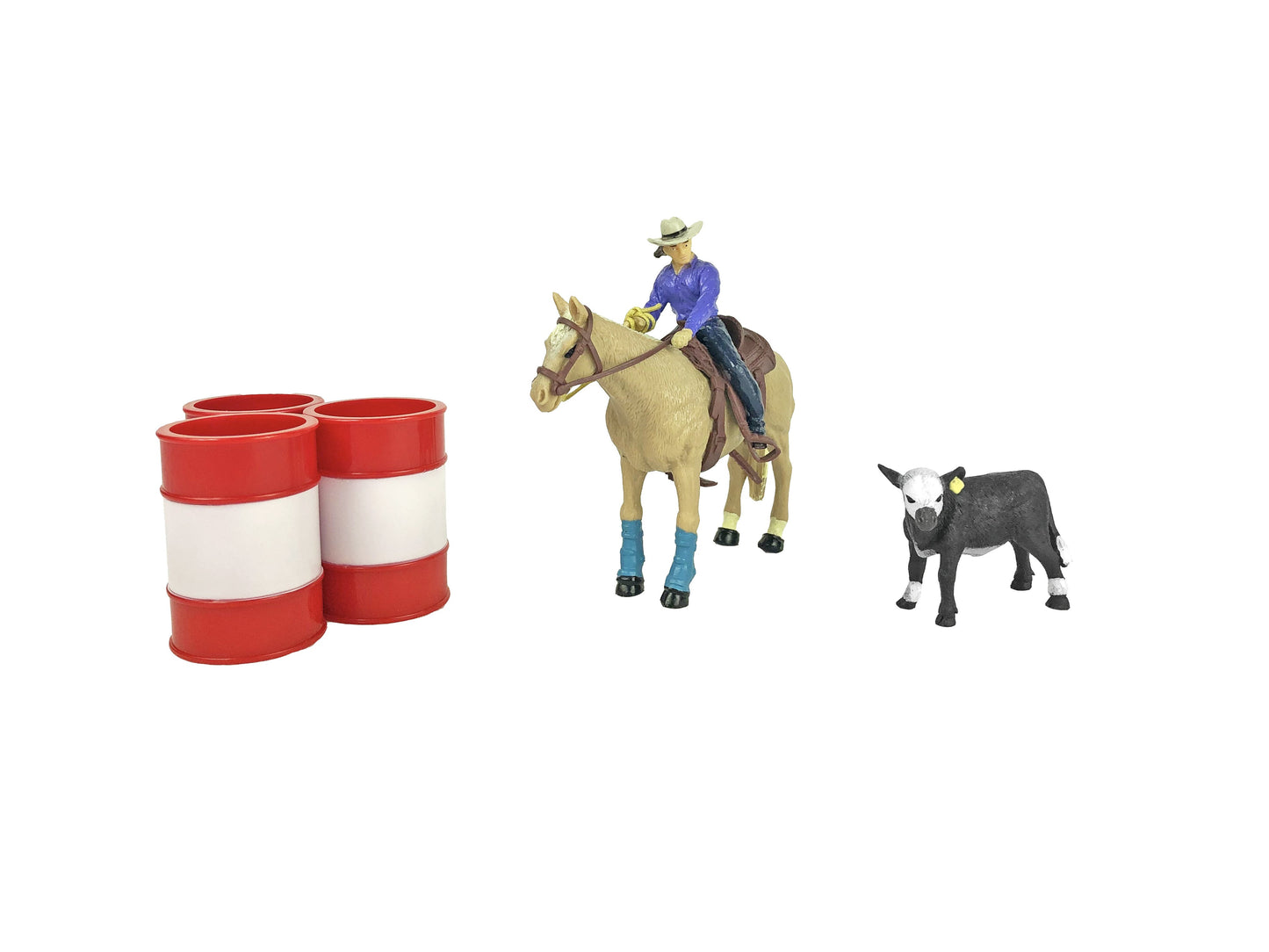 All Round Cowgirl With Barrels and Calf