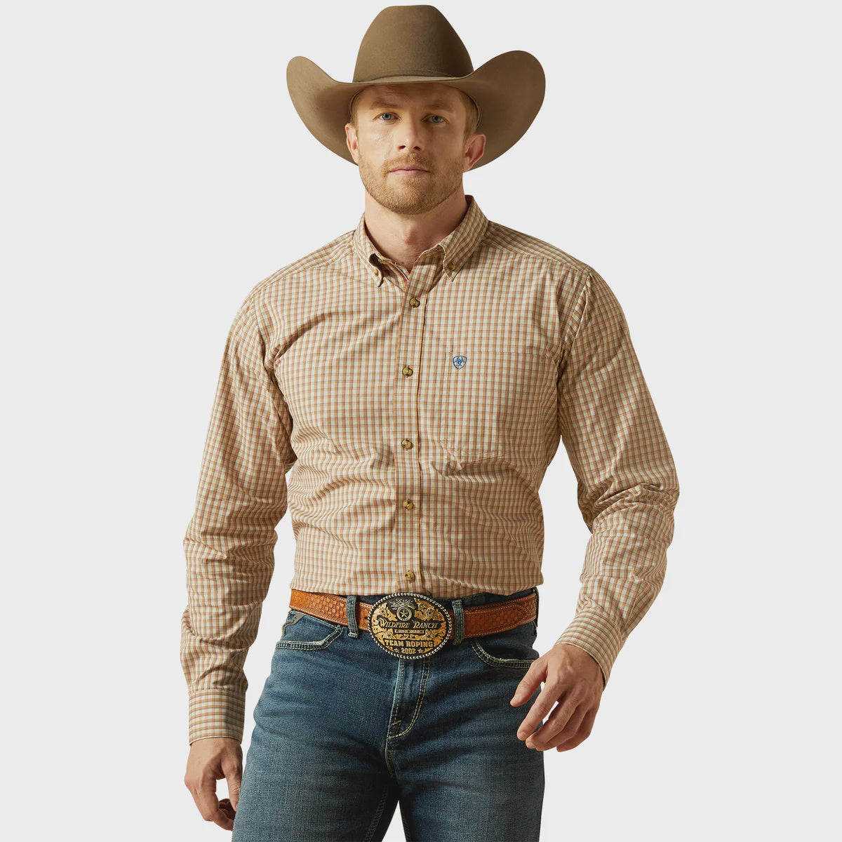 Ariat Mens Pro Series Sailor Fitted LS Shirt in Light Brown