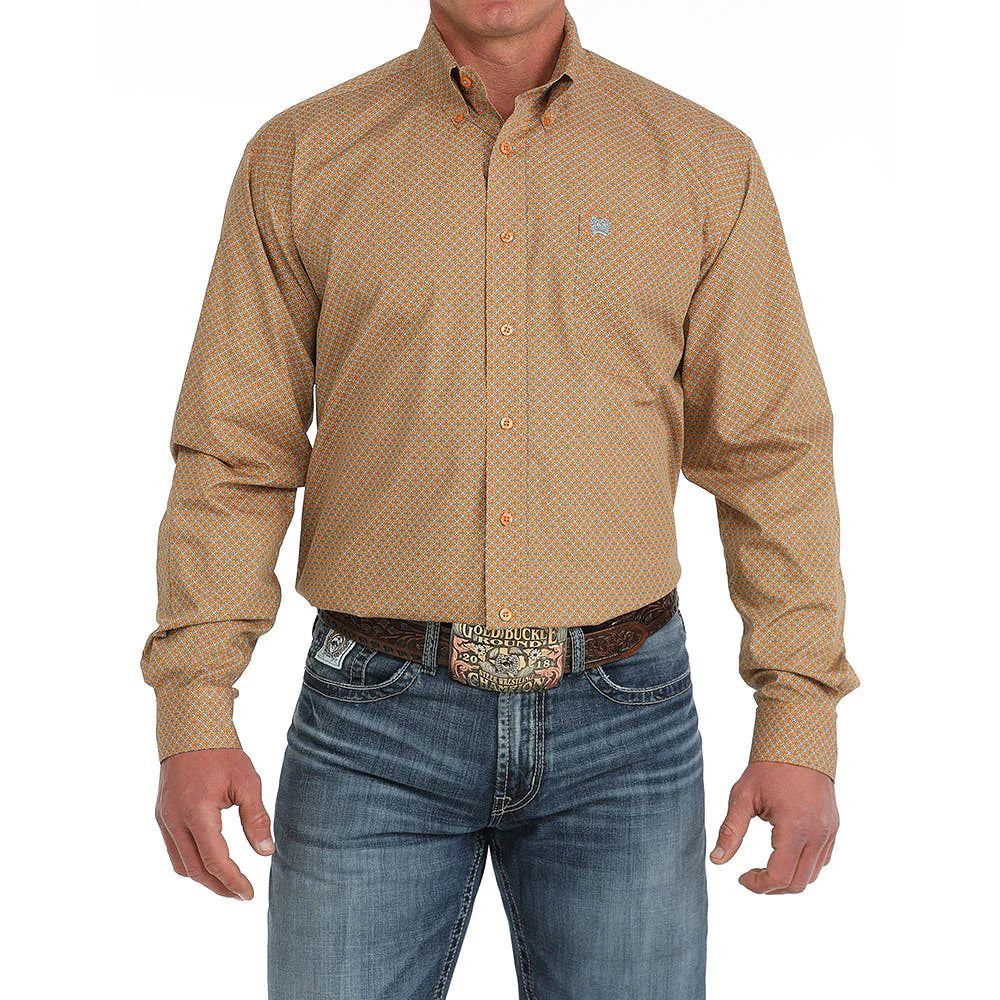 Cinch Men's Orange Print Classic Fit Erin L/S Shirt
