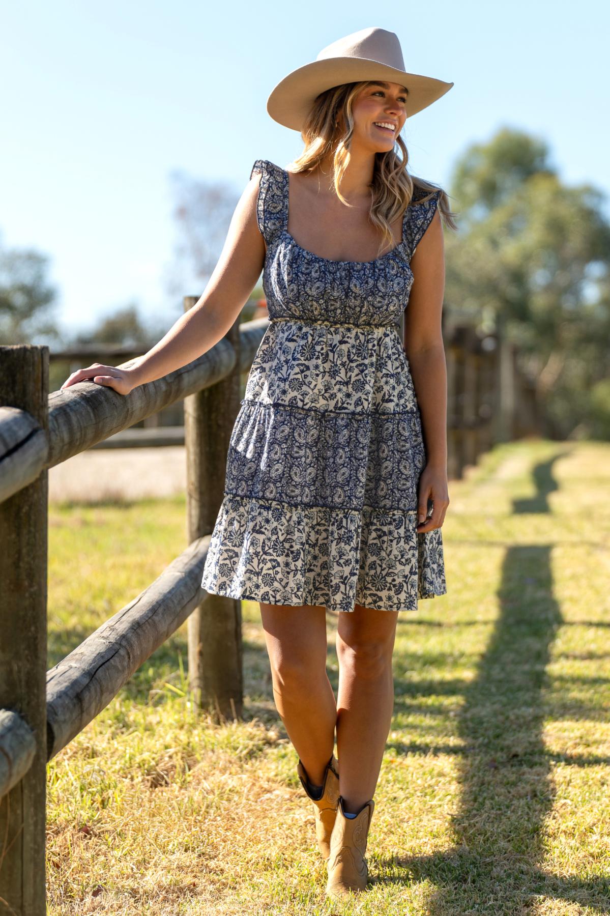Pure Western Womens Maisy Frill Strap Dress