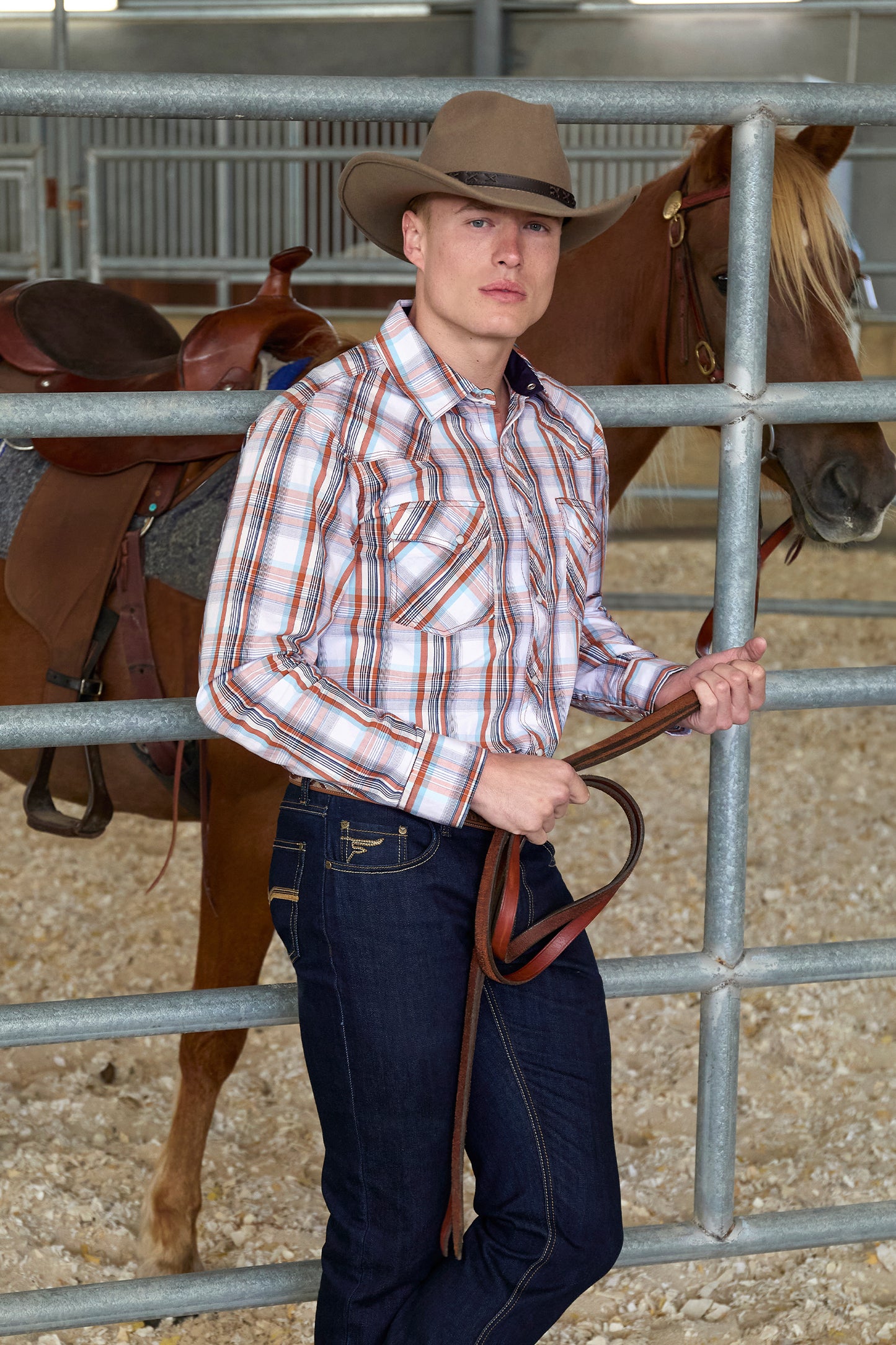 Pure Western Mens Axel LS Shirt in Tan