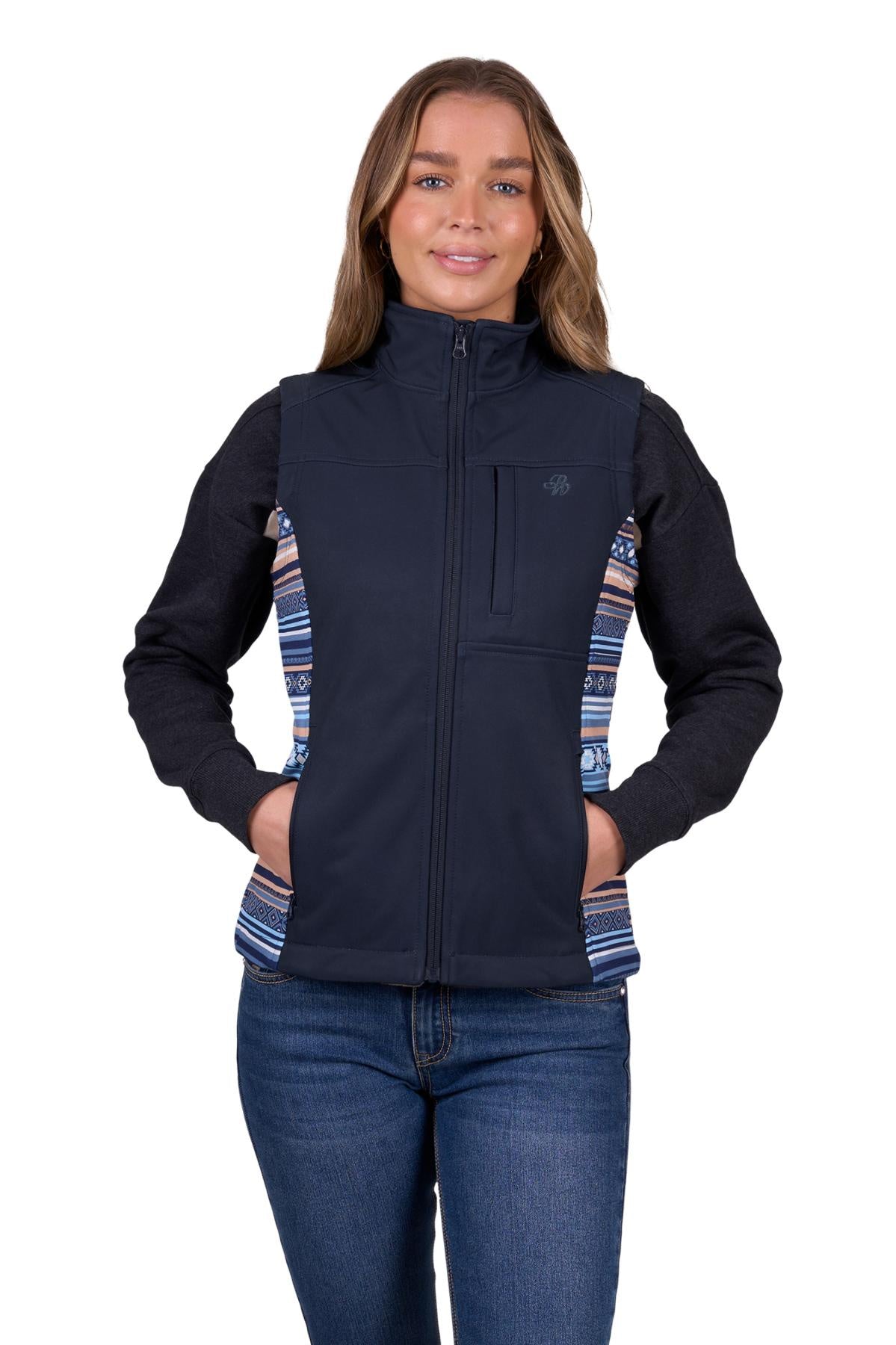Pure Western Womens Misha Softshell Vest in Navy