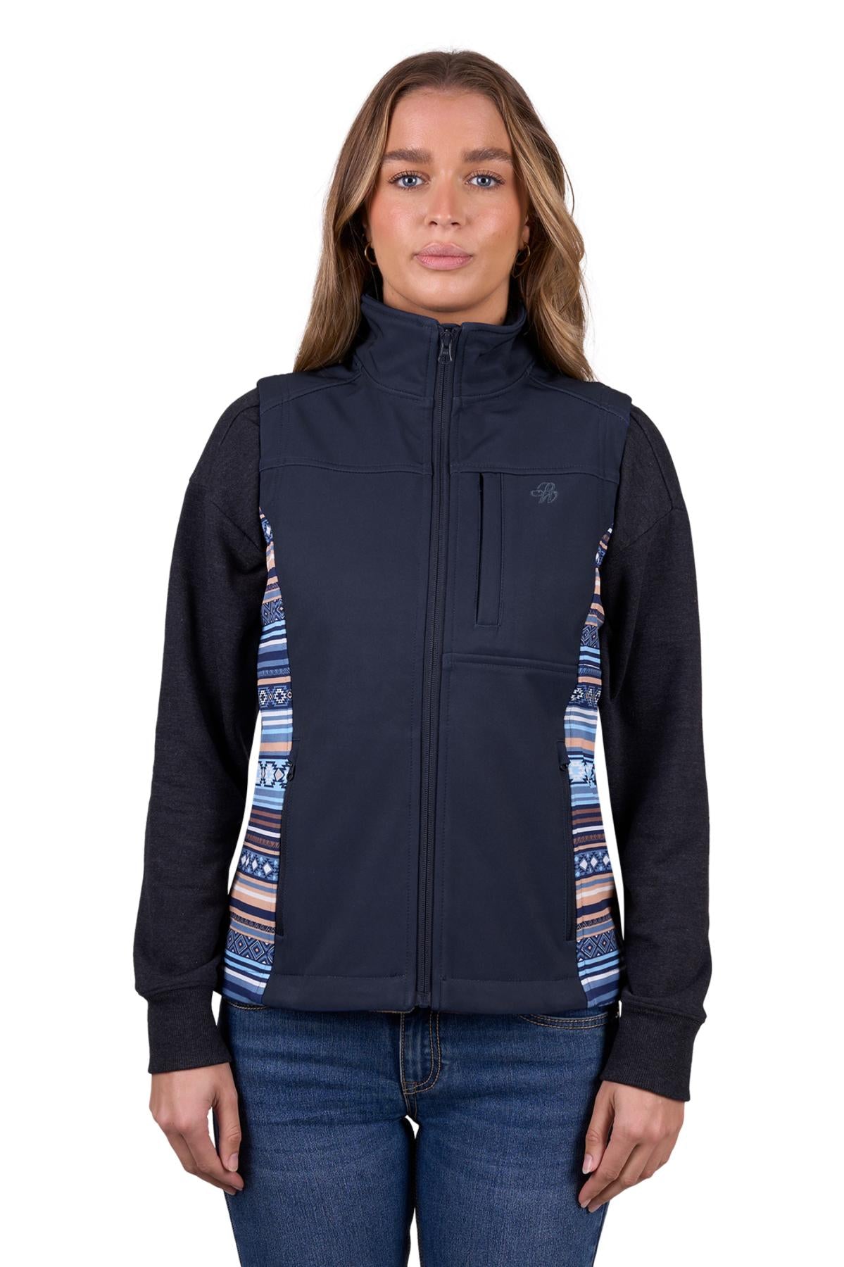 Pure Western Womens Misha Softshell Vest in Navy