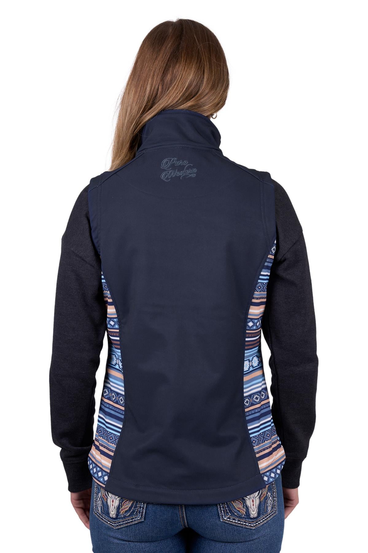 Pure Western Womens Misha Softshell Vest in Navy
