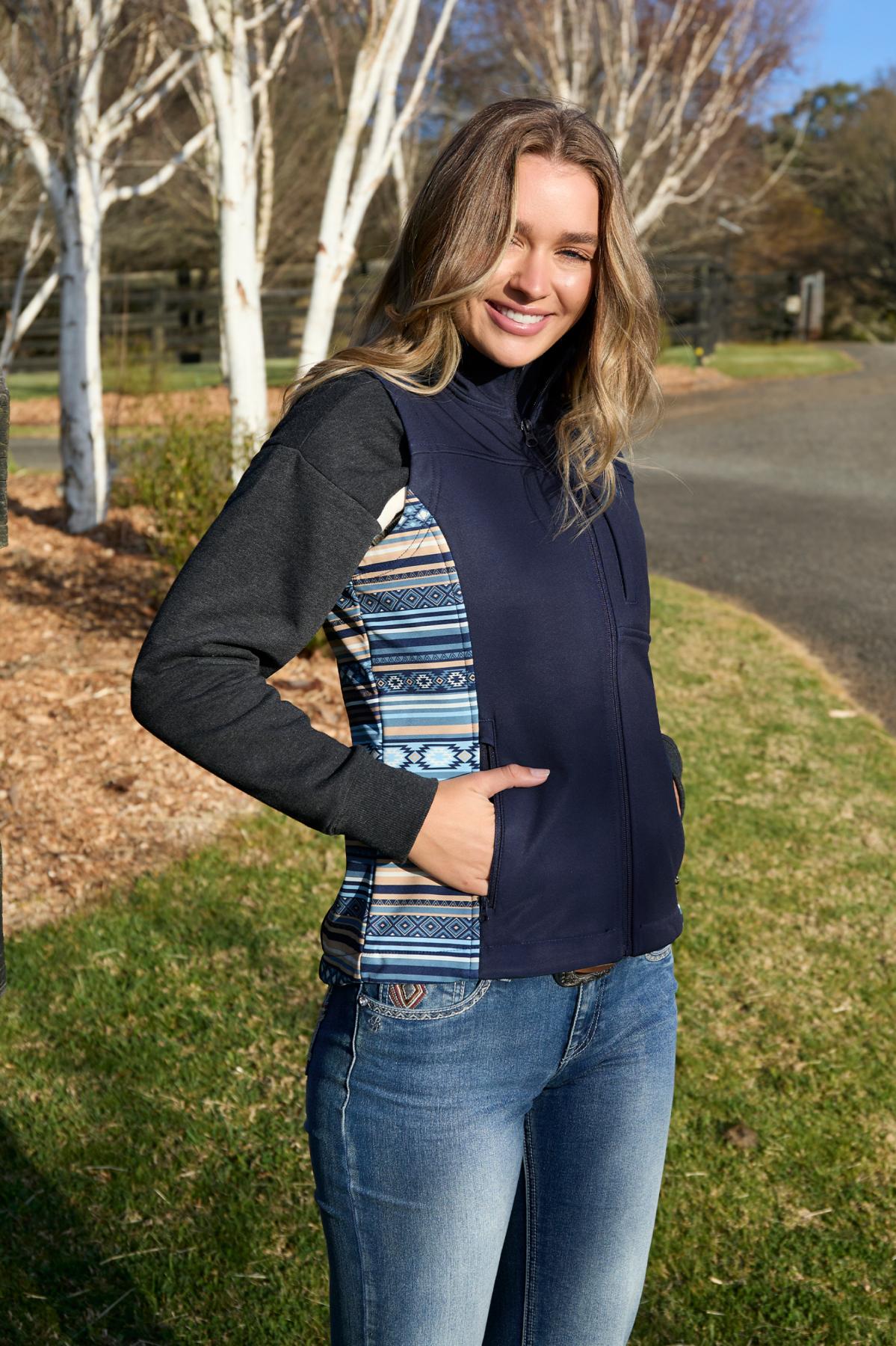 Pure Western Womens Misha Softshell Vest in Navy