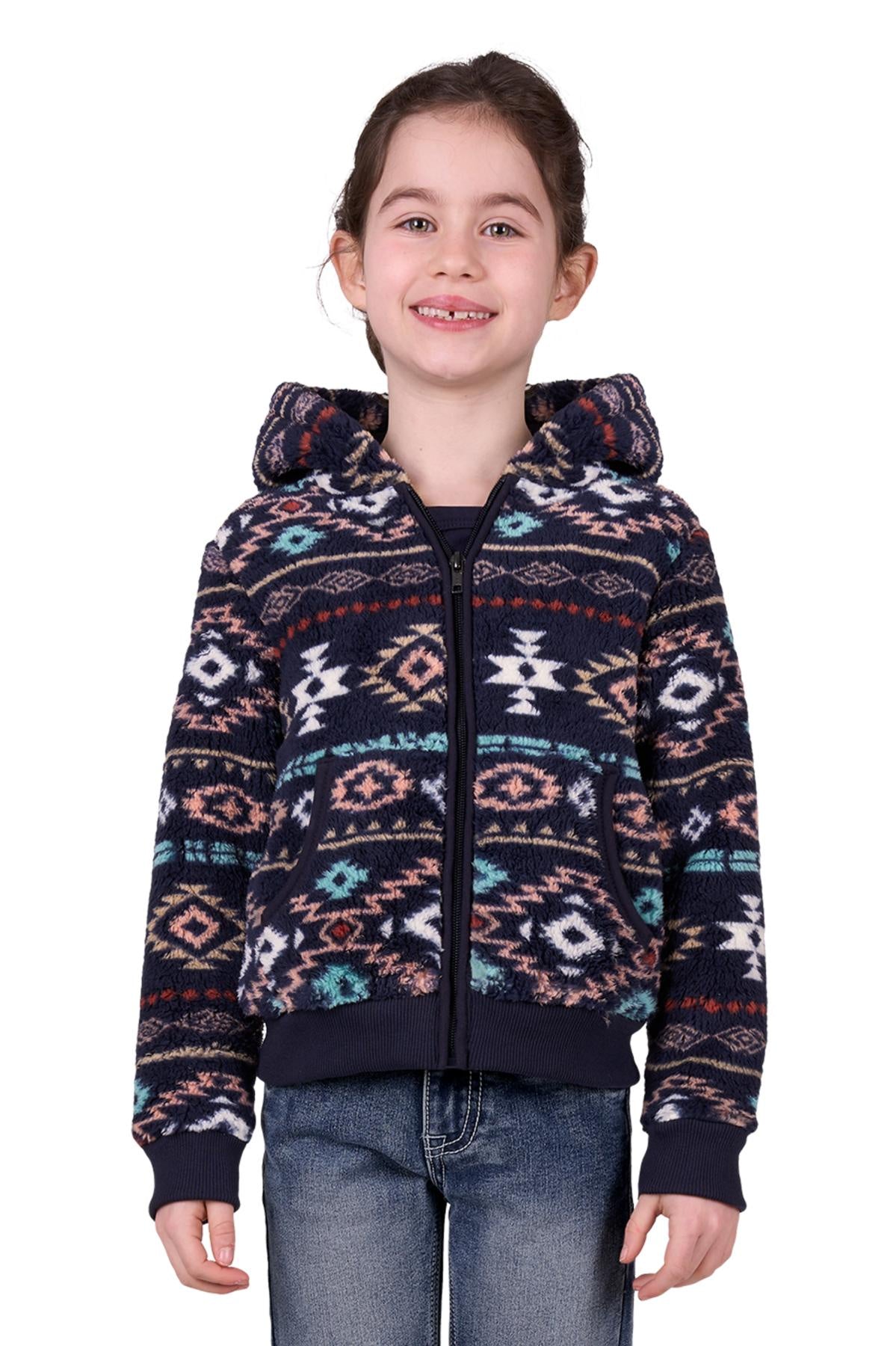 Pure Western Girls Elodie Zip Up Hoodie in Multi