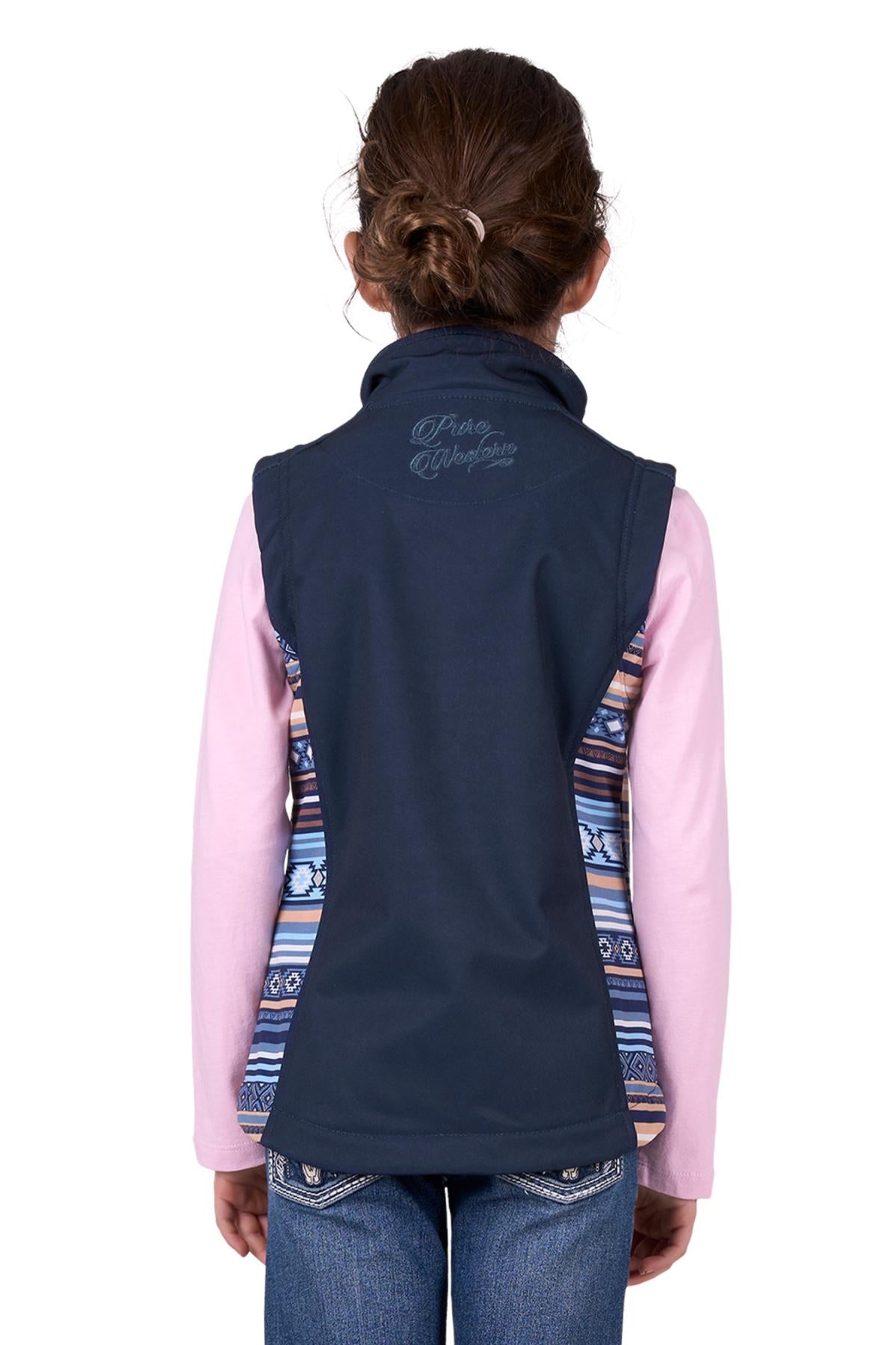 Pure Western Girls Misha Softshell Vest in Navy