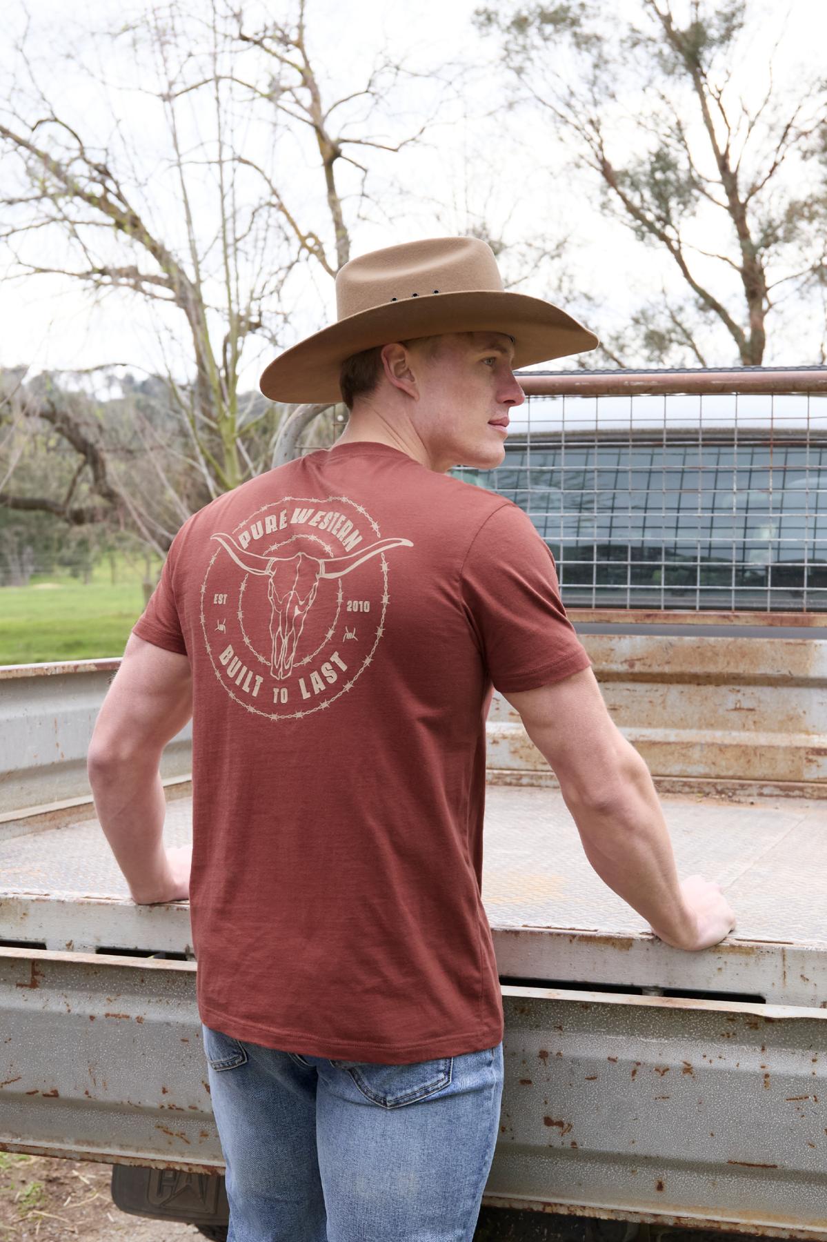 Pure Western Mens Walker S/S Tee RUST