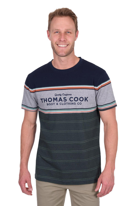 Thomas Cook Mens Dion Short Sleeve Navy/Green Tee