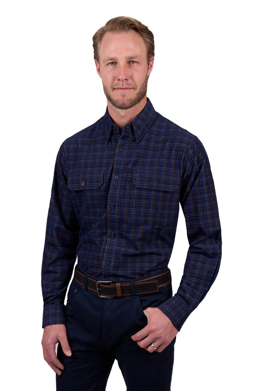 Thomas Cook Mens Max LS Thermal Shirt in Navy/Tan