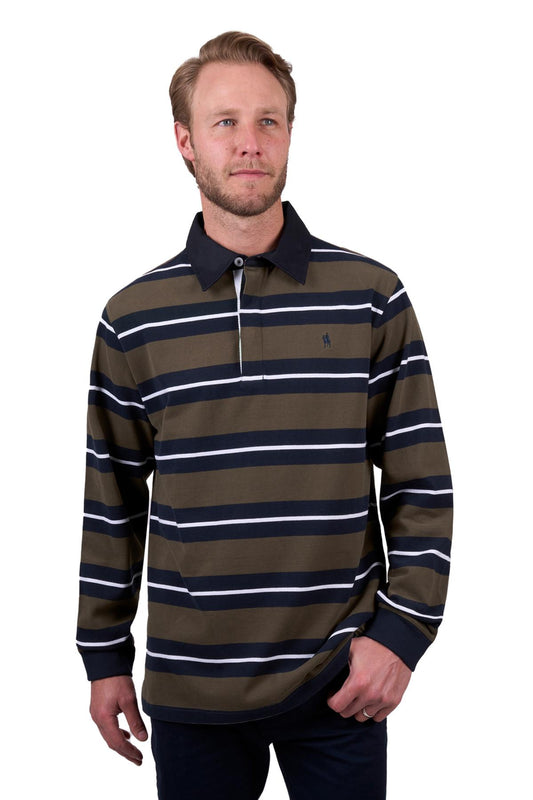 Thomas Cook Mens Peter Rugby Top in Navy/Dark Tan