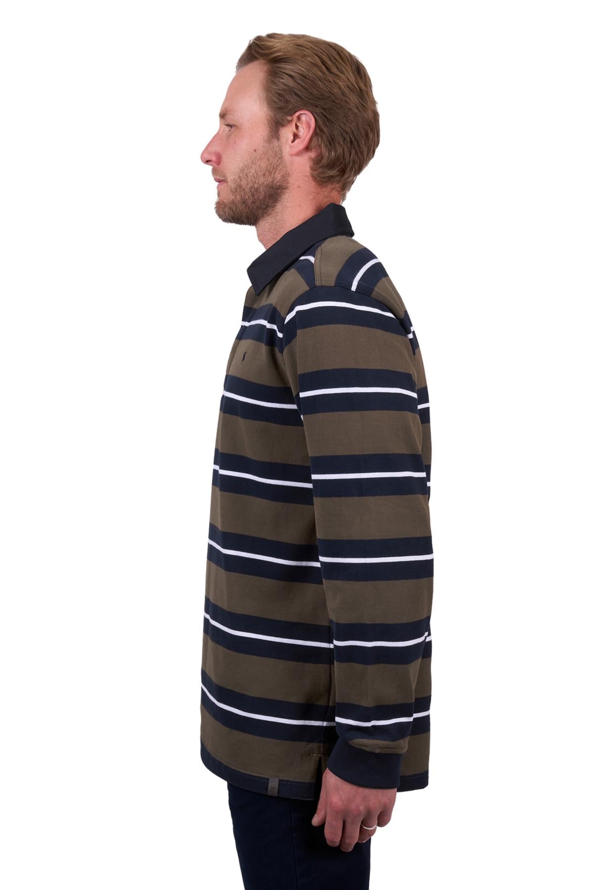 Thomas Cook Mens Peter Rugby Top in Navy/Dark Tan