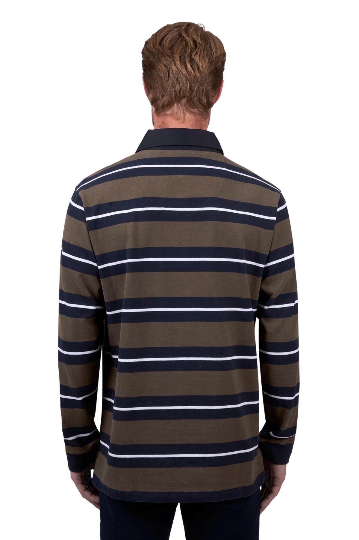Thomas Cook Mens Peter Rugby Top in Navy/Dark Tan
