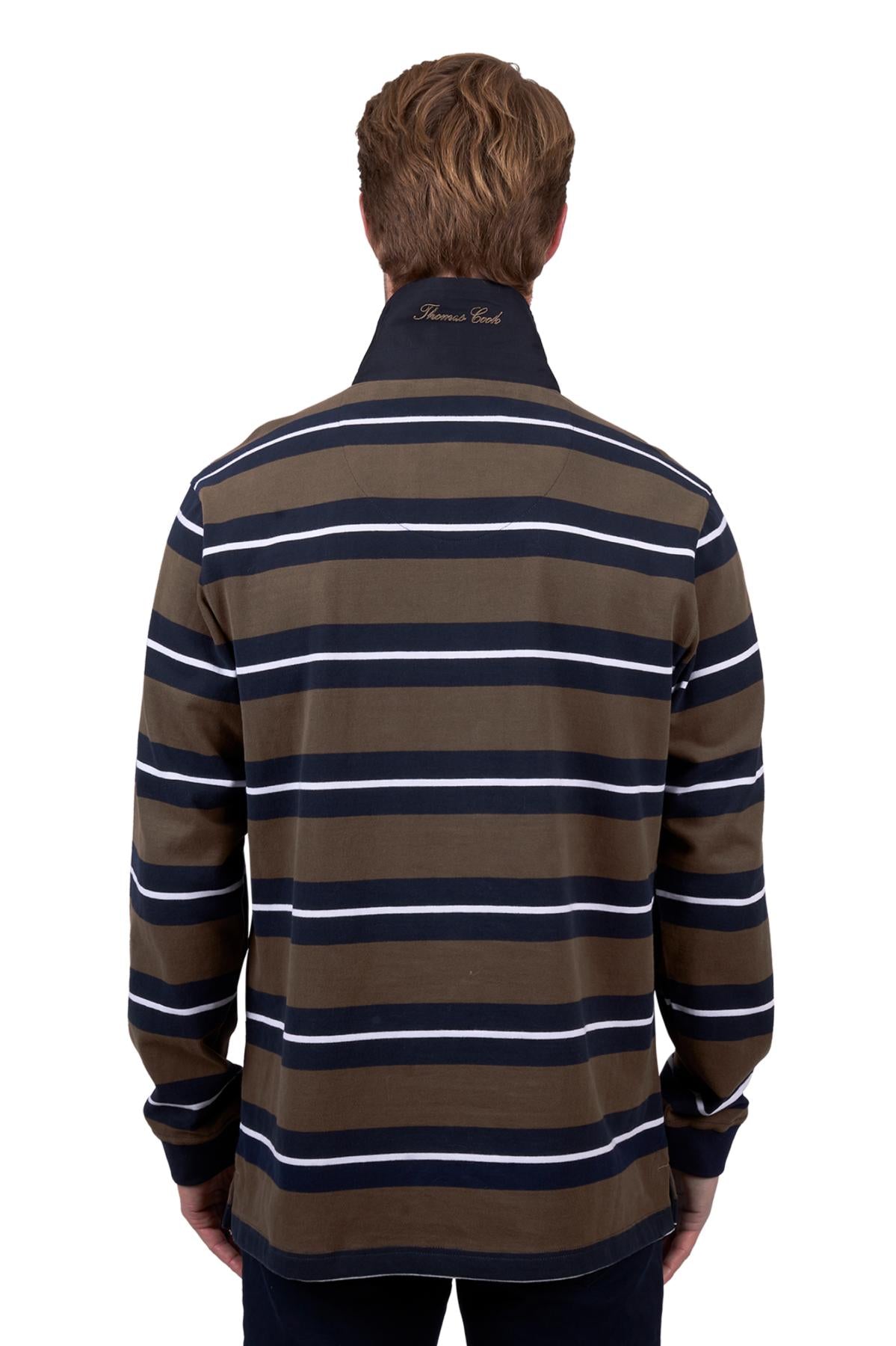 Thomas Cook Mens Peter Rugby Top in Navy/Dark Tan