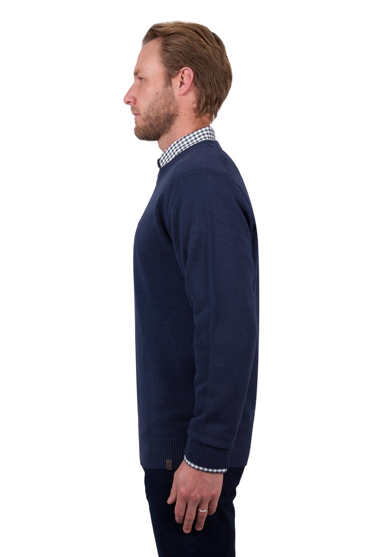Thomas Cook Mens Merino Blend Raff Crew Neck Jumper in Navy