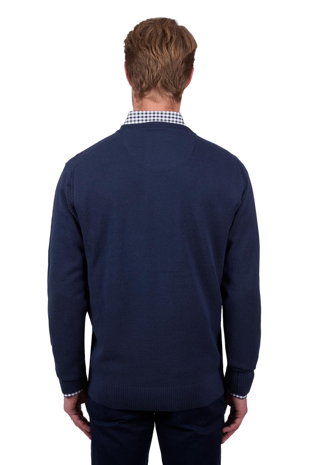 Thomas Cook Mens Merino Blend Raff Crew Neck Jumper in Navy