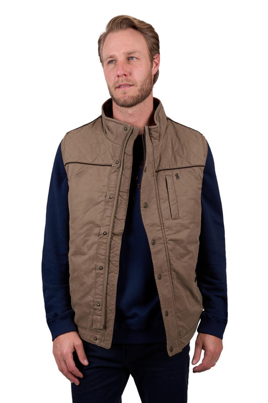 Thomas Cook Mens Stan Faux Oilskin Vest in Camel